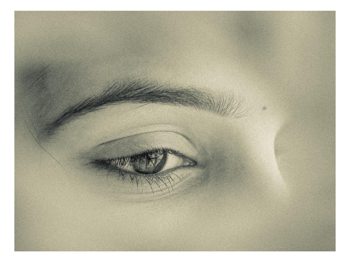 Black and white eye close-up