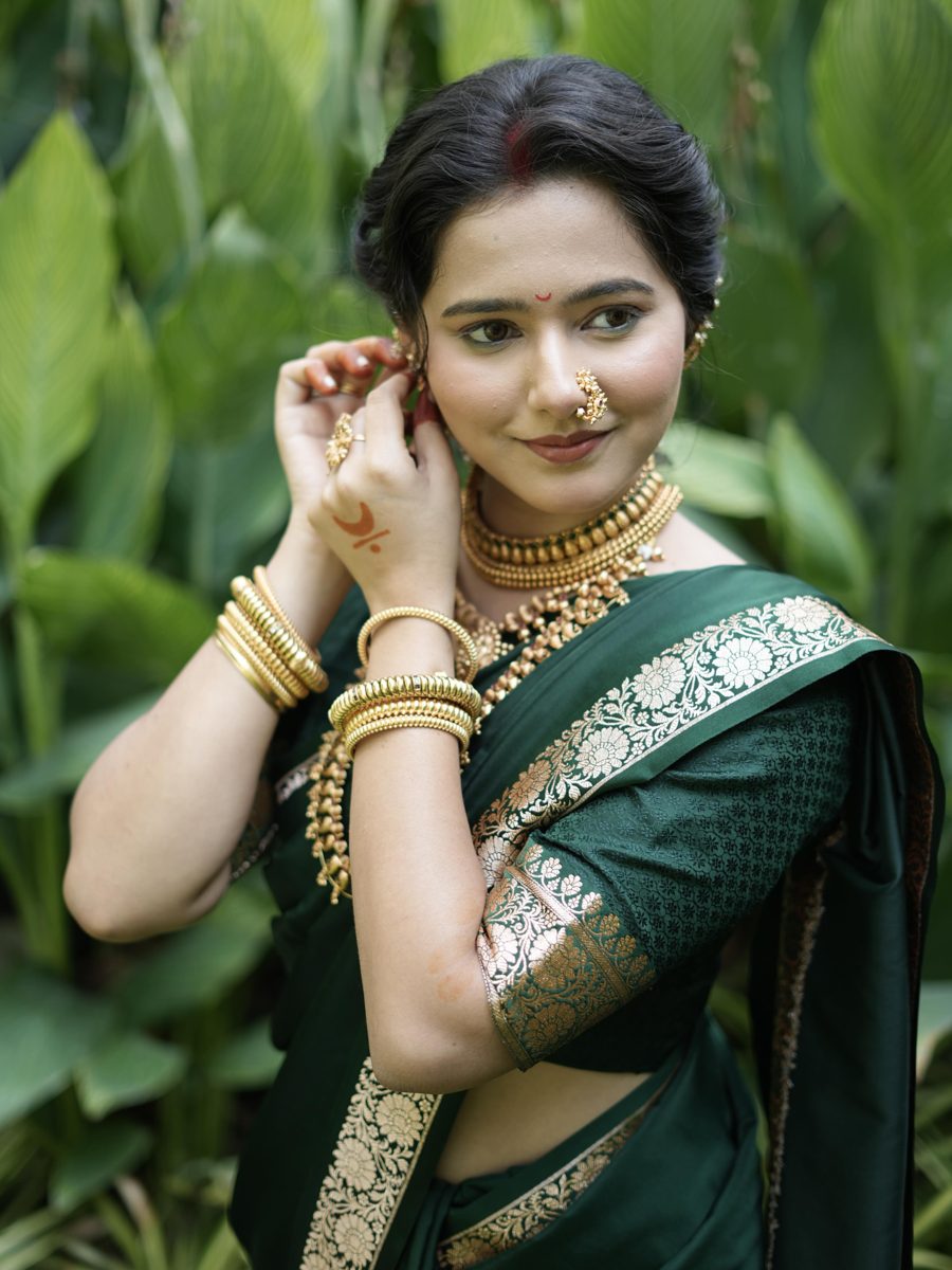 Portrait in a green saree