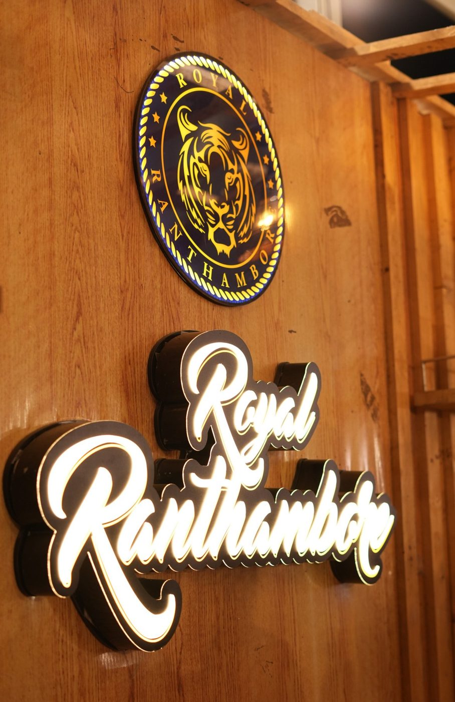 Royal Ranthambore illuminated signage at event